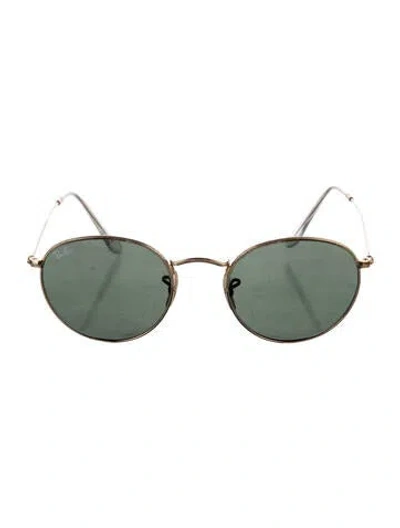 Pre-owned Ray Ban Round Tinted Sunglasses In Gold