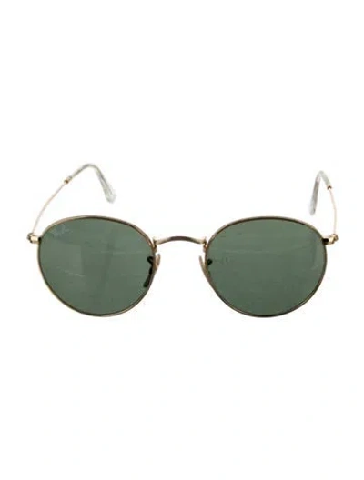 Pre-owned Ray Ban Round Tinted Sunglasses In Gold