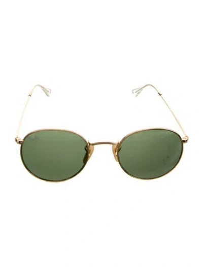 Pre-owned Ray Ban Round Tinted Sunglasses In Gold