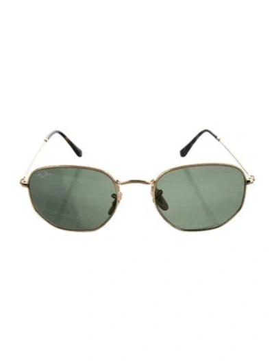 Pre-owned Ray Ban Round Tinted Sunglasses In Gold