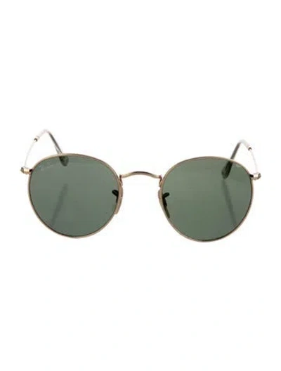 Pre-owned Ray Ban Round Tinted Sunglasses In Gold