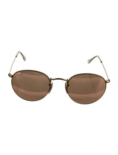 Pre-owned Ray Ban Round Tinted Sunglasses In Gold