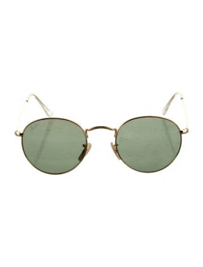 Pre-owned Ray Ban Round Tinted Sunglasses In Gold