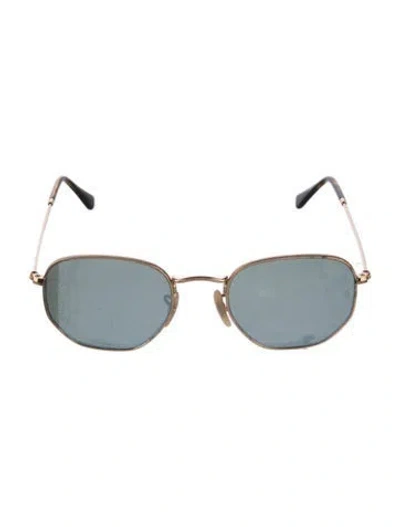 Pre-owned Ray Ban Round Tinted Sunglasses In Gold