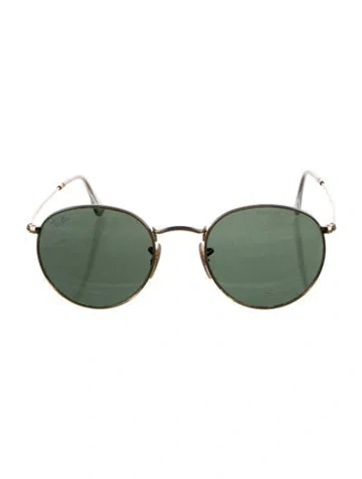 Pre-owned Ray Ban Round Tinted Sunglasses In Gold