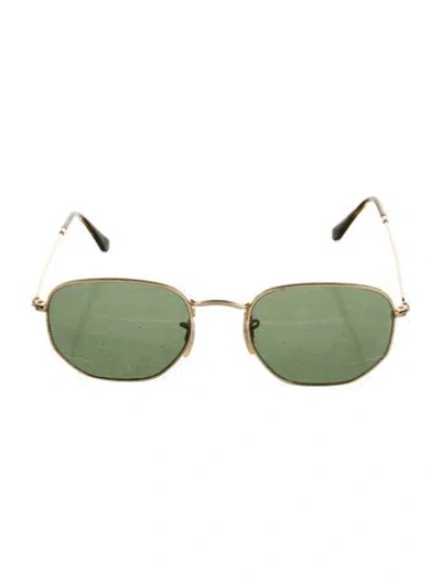 Pre-owned Ray Ban Round Tinted Sunglasses In Gold