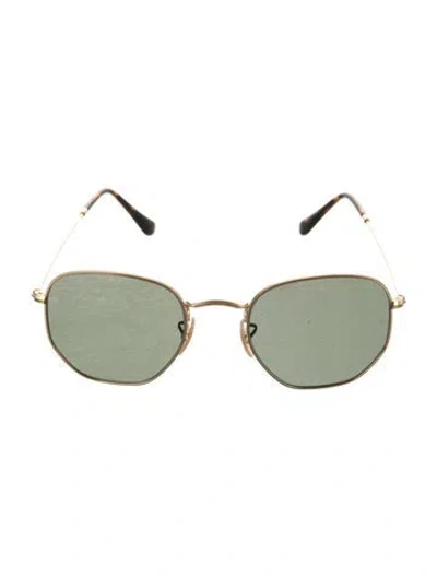 Pre-owned Ray Ban Round Tinted Sunglasses In Gold