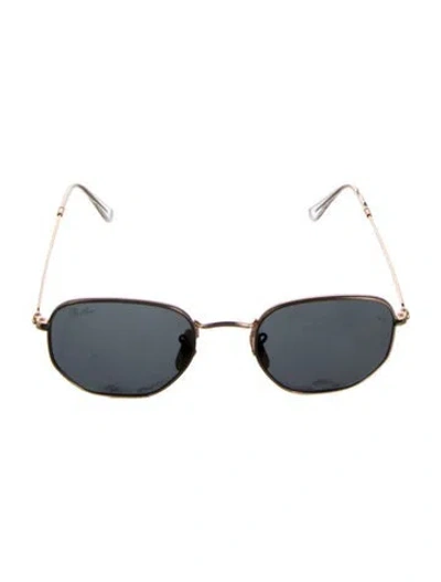 Pre-owned Ray Ban Round Tinted Sunglasses In Gold