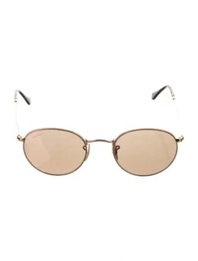 Pre-owned Ray Ban Round Tinted Sunglasses In Gold