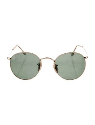 Pre-owned Ray Ban Round Tinted Sunglasses In Gold