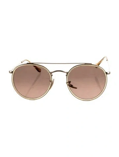 Pre-owned Ray Ban Round Tinted Sunglasses In Gold