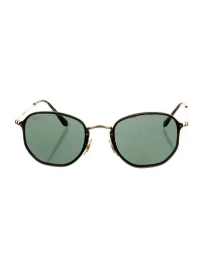 Pre-owned Ray Ban Round Tinted Sunglasses In Gold