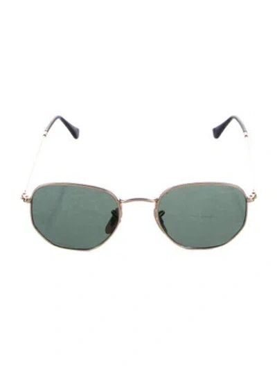 Pre-owned Ray Ban Round Tinted Sunglasses In Gold