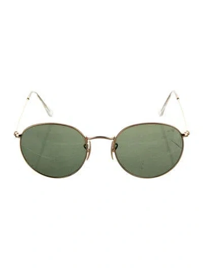 Pre-owned Ray Ban Round Tinted Sunglasses In Gold