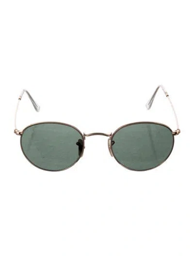 Pre-owned Ray Ban Round Tinted Sunglasses In Gold