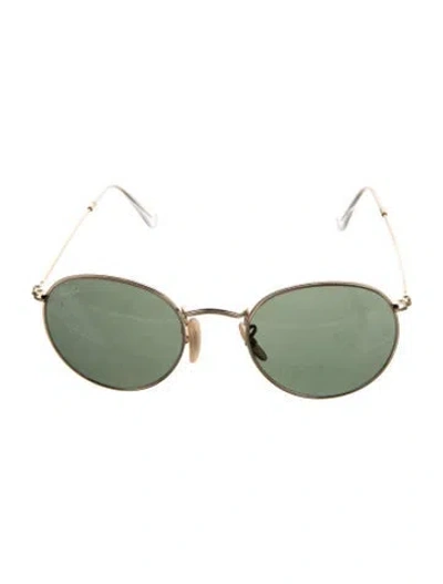 Pre-owned Ray Ban Round Tinted Sunglasses In Gold