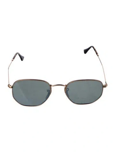Pre-owned Ray Ban Round Tinted Sunglasses In Gold