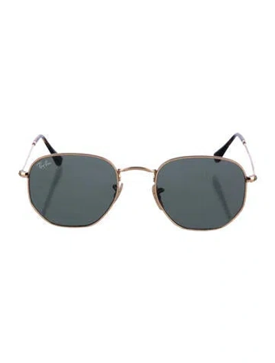 Pre-owned Ray Ban Round Tinted Sunglasses In Gold