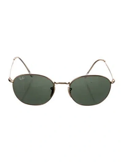 Pre-owned Ray Ban Round Tinted Sunglasses In Gold