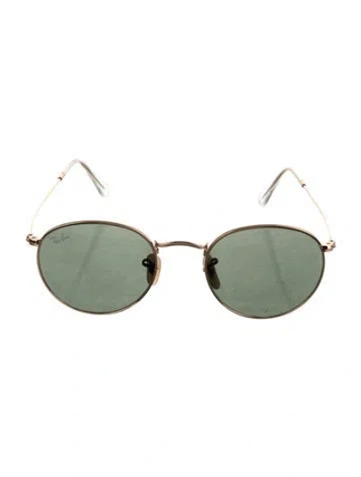 Pre-owned Ray Ban Round Tinted Sunglasses In Gold