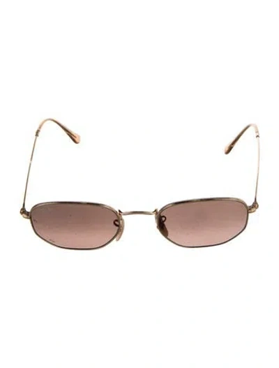 Pre-owned Ray Ban Round Tinted Sunglasses In Gold