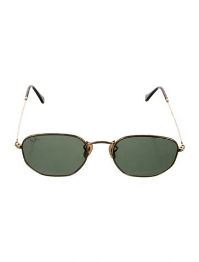 Pre-owned Ray Ban Round Tinted Sunglasses In Gold