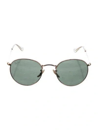 Pre-owned Ray Ban Round Tinted Sunglasses In Gold