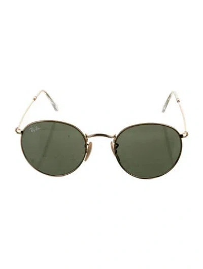Pre-owned Ray Ban Round Tinted Sunglasses In Gold
