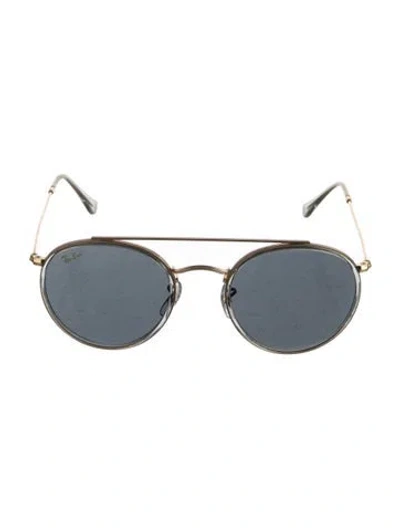 Pre-owned Ray Ban Round Tinted Sunglasses In Gold