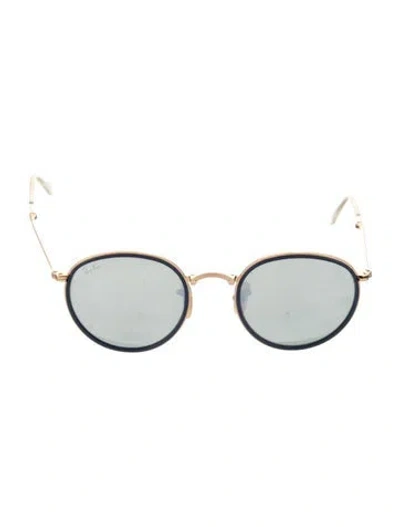 Pre-owned Ray Ban Round Tinted Sunglasses In Gold