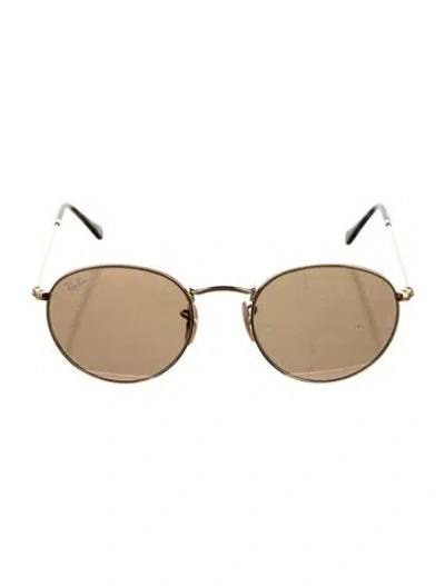 Pre-owned Ray Ban Round Tinted Sunglasses In Gold