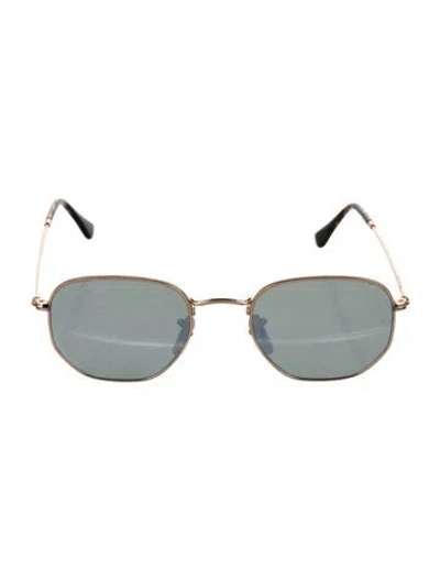 Pre-owned Ray Ban Round Tinted Sunglasses In Gold