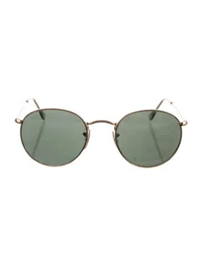 Pre-owned Ray Ban Round Tinted Sunglasses In Gold