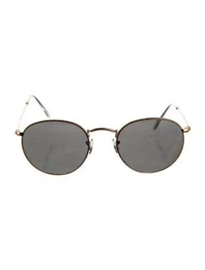 Pre-owned Ray Ban Round Tinted Sunglasses In Gold