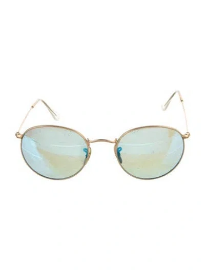 Pre-owned Ray Ban Round Tinted Sunglasses In Gold