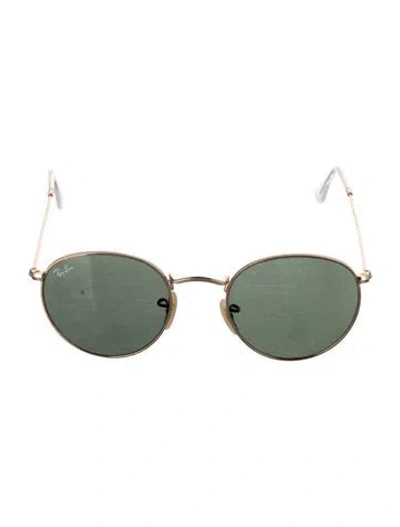 Pre-owned Ray Ban Round Tinted Sunglasses In Gold