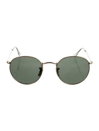 Pre-owned Ray Ban Round Tinted Sunglasses In Gold