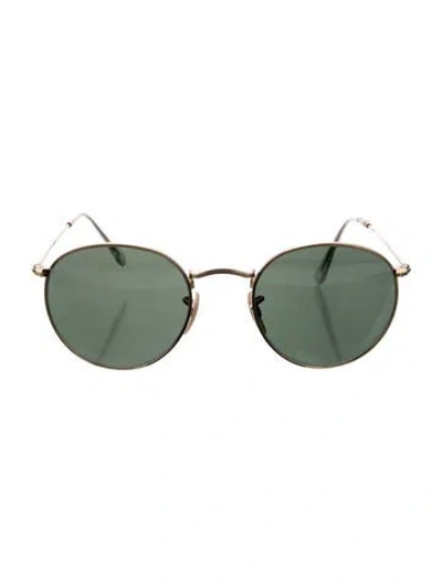 Pre-owned Ray Ban Round Tinted Sunglasses In Gold