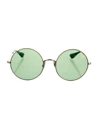 Pre-owned Ray Ban Round Tinted Sunglasses In Gold/green