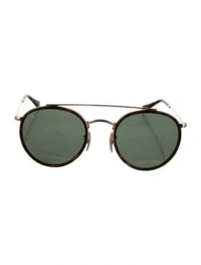 Pre-owned Ray Ban Round Tinted Sunglasses In Gold/metallic