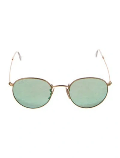Pre-owned Ray Ban Round Tinted Sunglasses In Gold/metallic