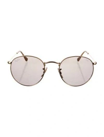Pre-owned Ray Ban Round Tinted Sunglasses In Gold/metallic