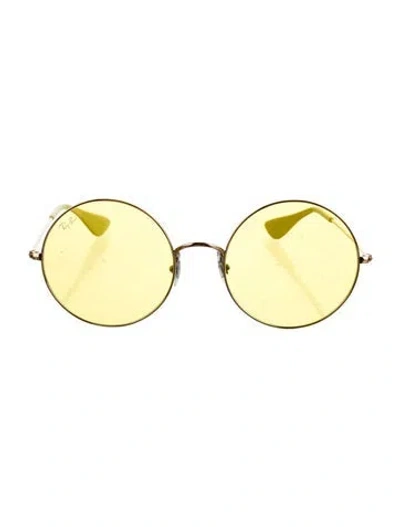 Pre-owned Ray Ban Round Tinted Sunglasses In Gold/yellow