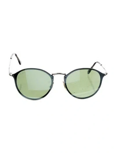 Pre-owned Ray Ban Round Tinted Sunglasses In Green