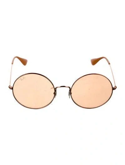 Pre-owned Ray Ban Round Tinted Sunglasses In Orange