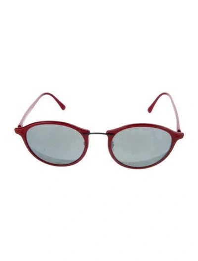 Pre-owned Ray Ban Round Tinted Sunglasses In Red