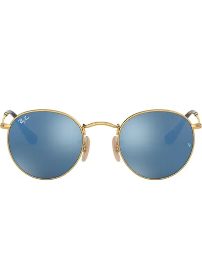 Ray Ban Round Frame Sunglasses In Gold