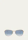 RAY BAN ROUNDED METAL SQUARE SUNGLASSES, 59MM