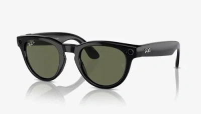 Pre-owned Ray Ban Ray-ban Rw4009 Ray-ban | Meta Headliner Smart Glasses Black Green Polarized In Green • Polarized