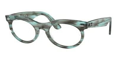 Ray Ban Rx2242vf Wayfarer Oval Asian Fit Men's Glasses, Green, Size 53